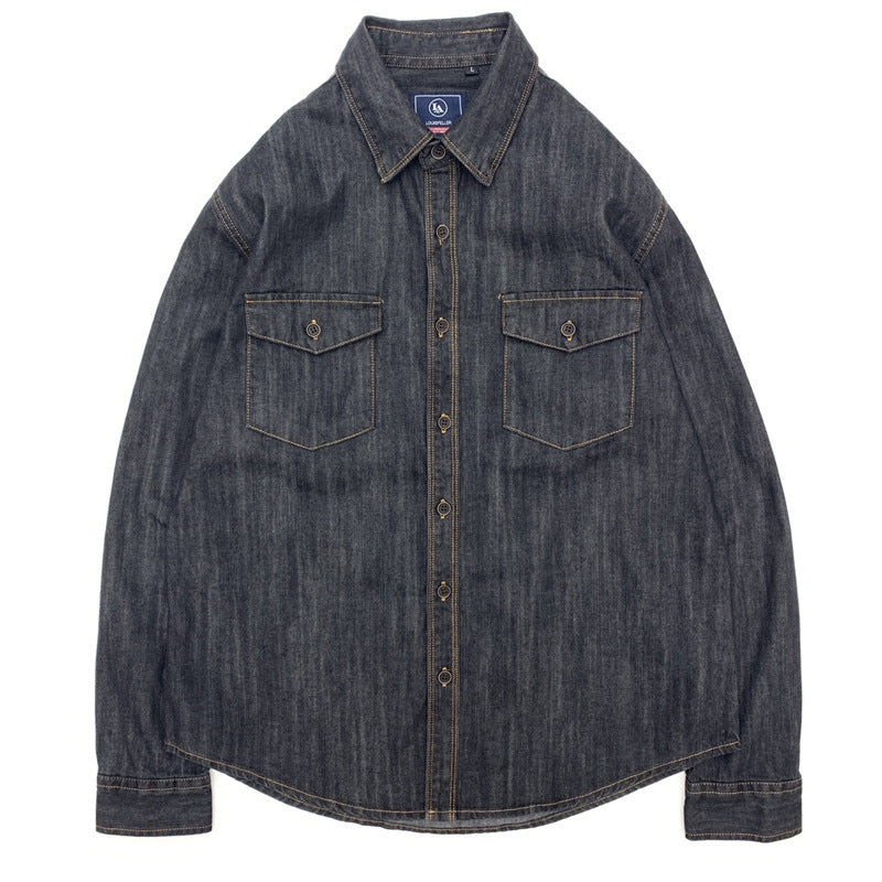 Men's Shirt Weighing Washed Overalls Denim