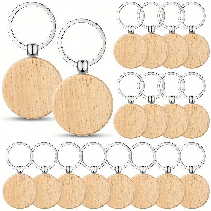 30 Pieces Wooden Keychain Sets