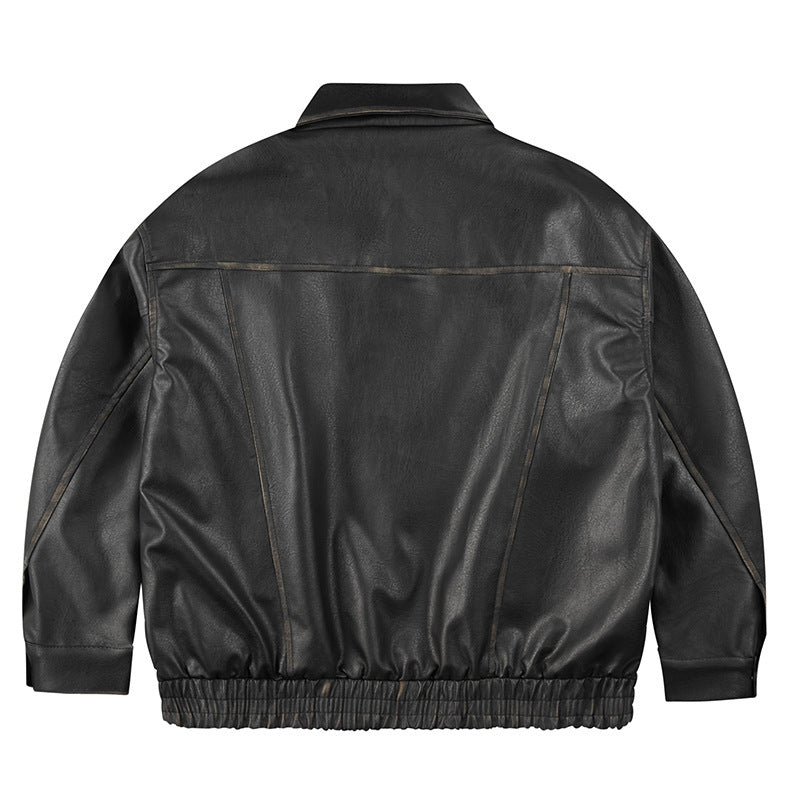 Retro Leather jacket -  Loose Fit
