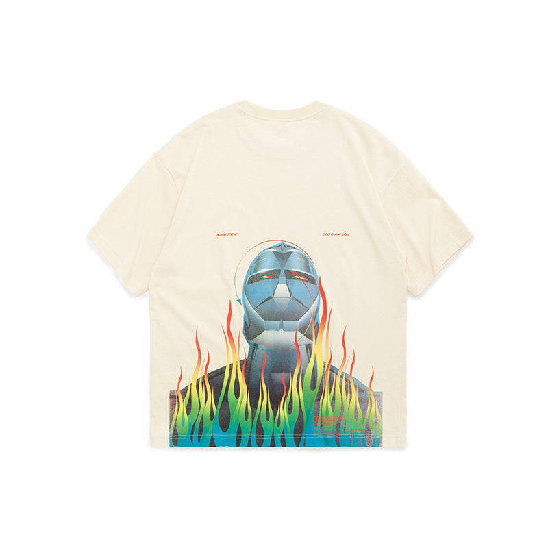flame robot printed short-sleeved t-shirt
