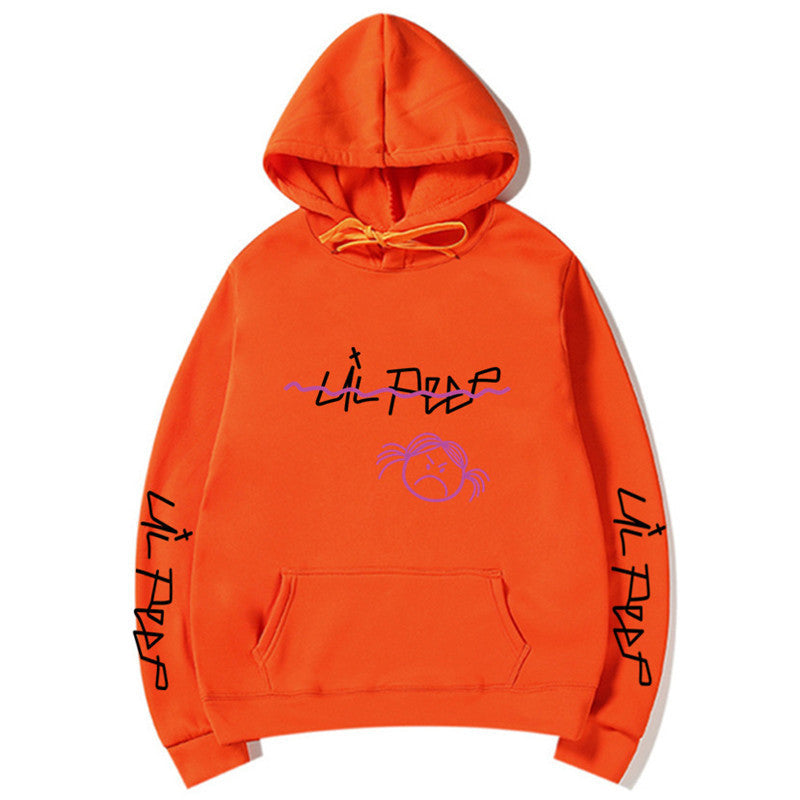 Basic Printed Hoodies Orange