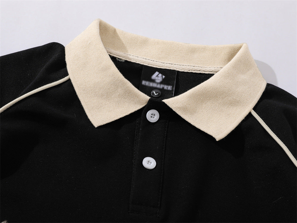 Spider Letter Print Short-sleeve Polo Shirt Men