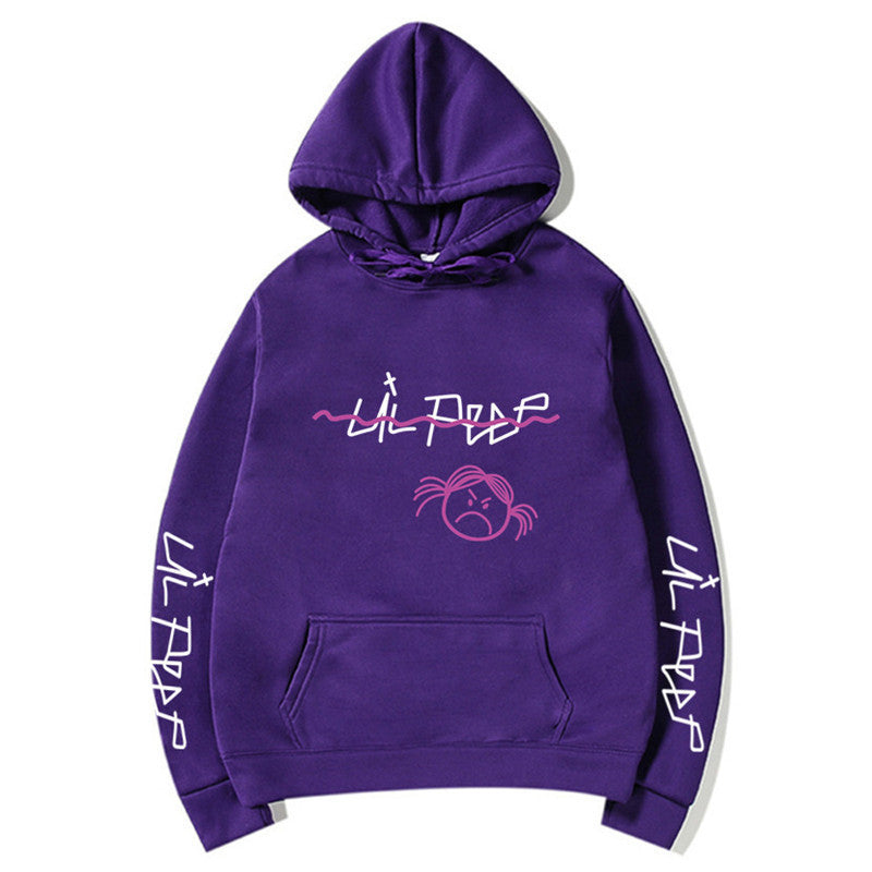 Basic Printed Hoodies Purple