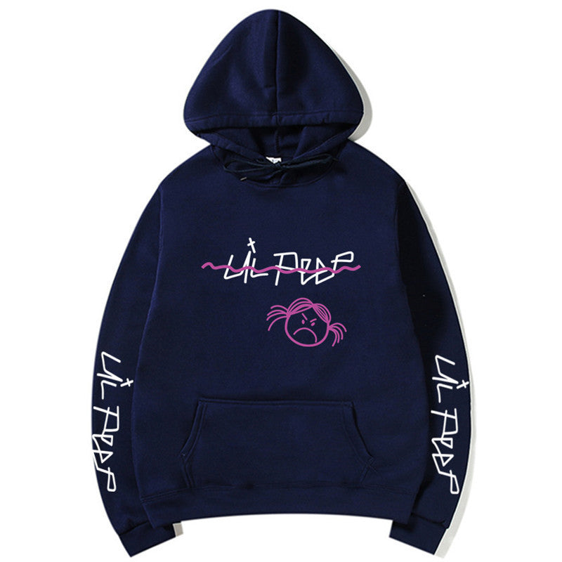 Basic Printed Hoodies Navy blue