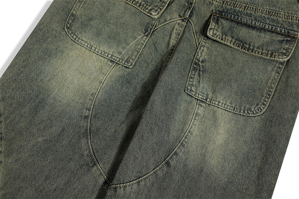 Washed Denim Overalls For Men