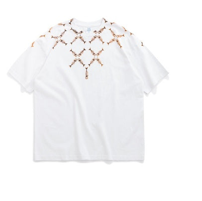 Men's T-shirt fishbone print oversized