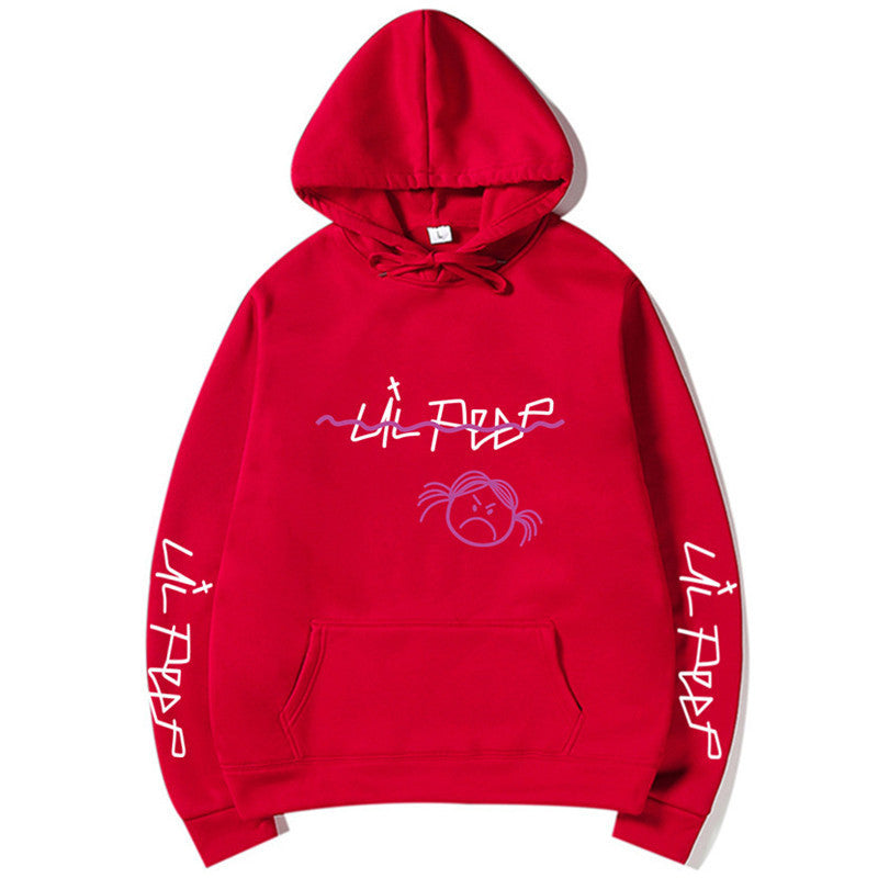 Basic Printed Hoodies Red