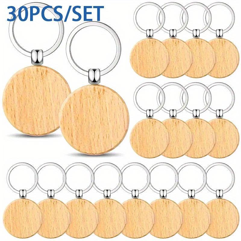 30 Pieces Wooden Keychain Sets