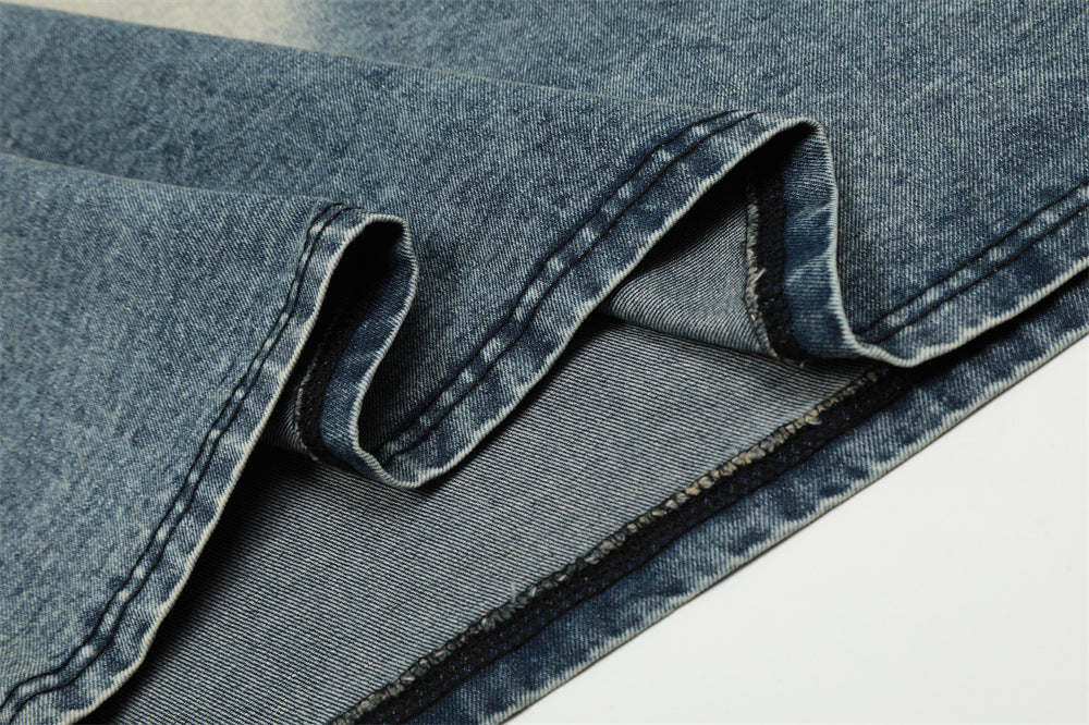 Short Sleeve Denim Polo Shirt Men