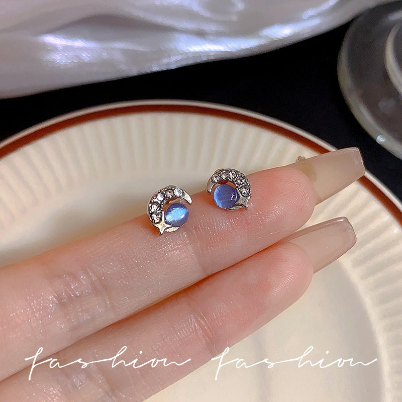 Starry Sky Women's Mini Blue Zircon Earrings