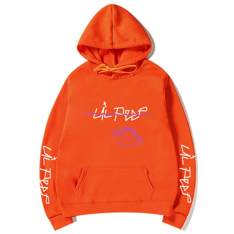 Basic Printed Hoodies Orange