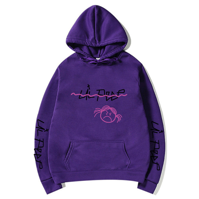 Basic Printed Hoodies Purple