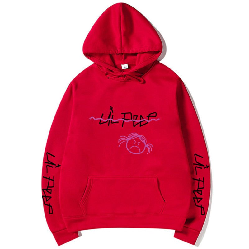 Basic Printed Hoodies Red