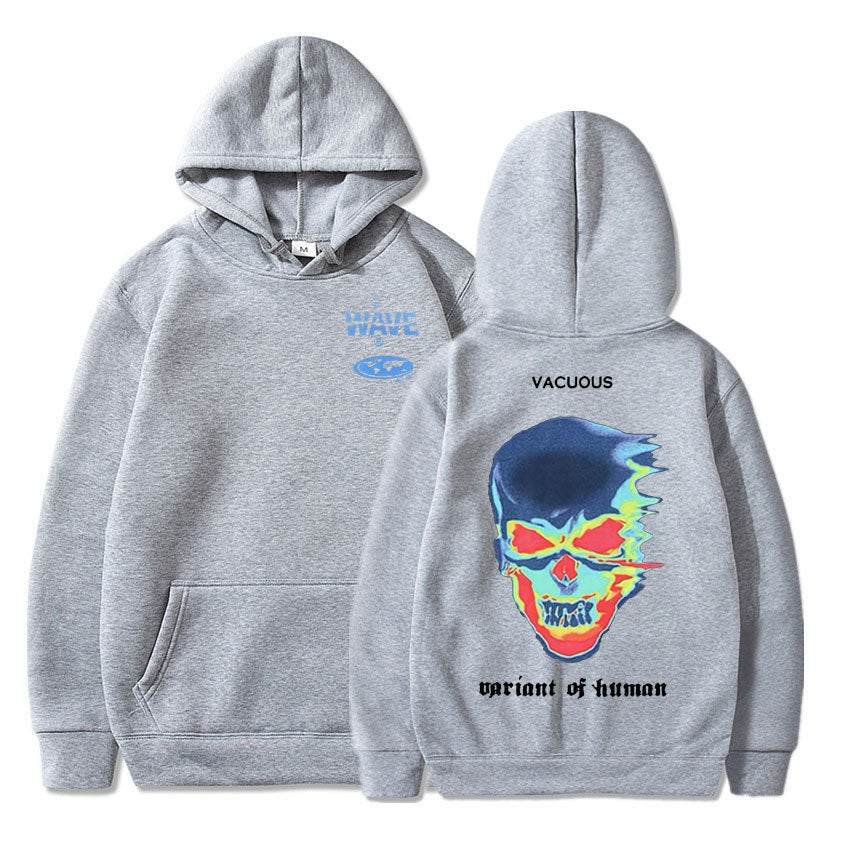  Basic Printed Hoodies Blue grey