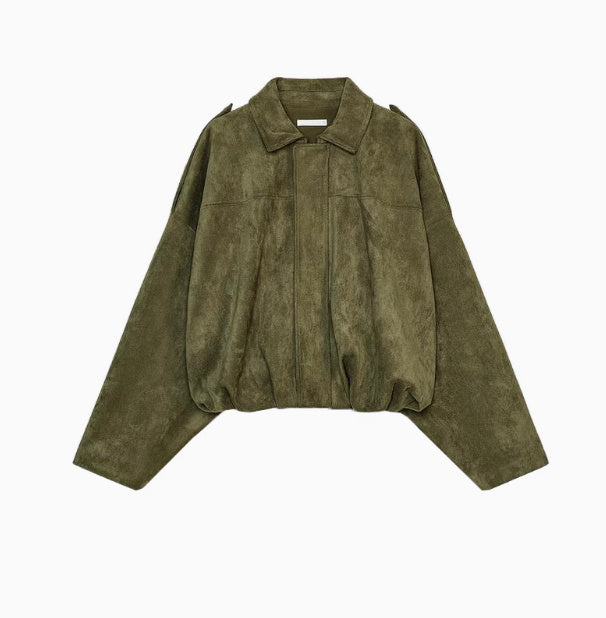 Women's Batwing Sleeve Lapel Suede