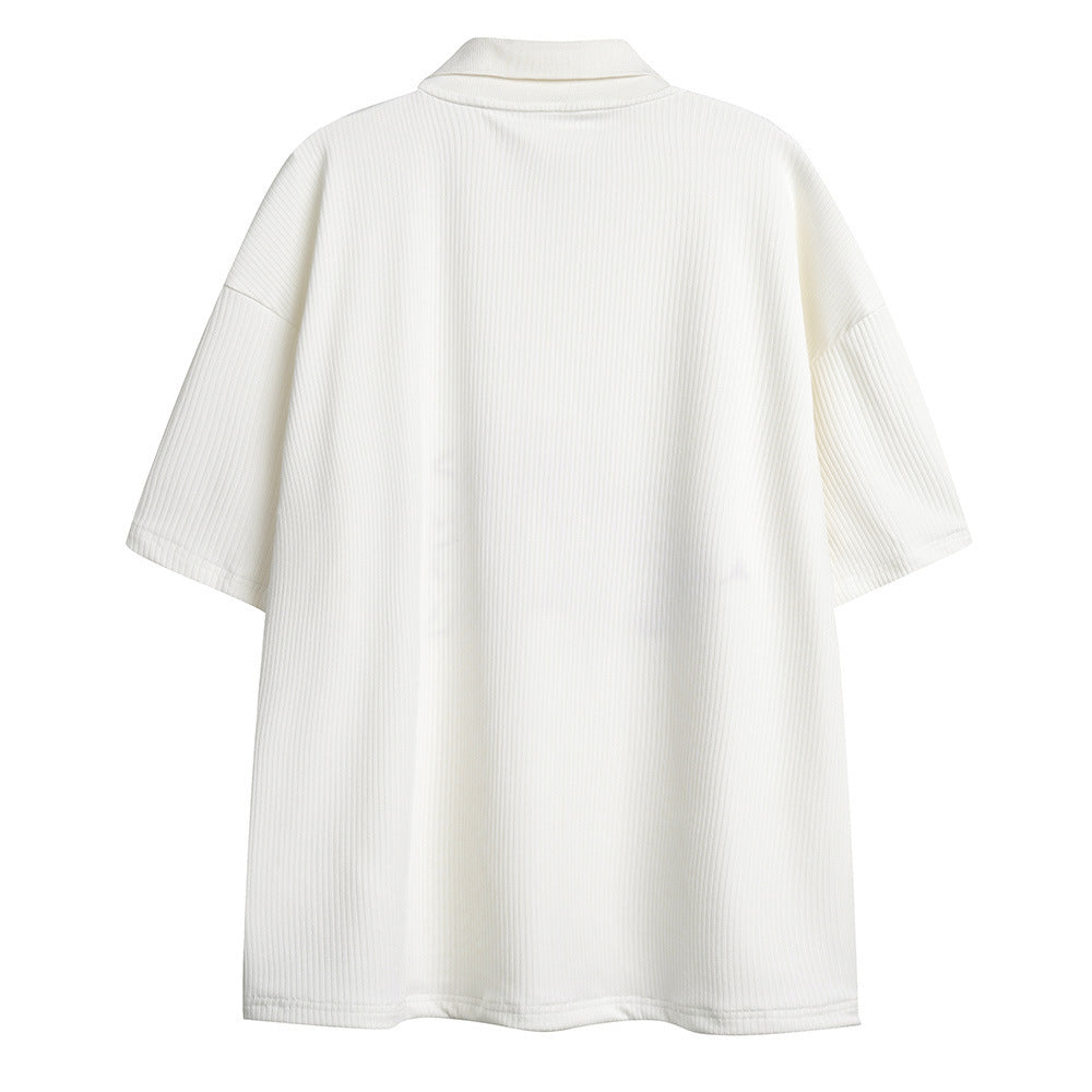 Rabbit Embroidered Short-sleeved Polo Shirt For Men