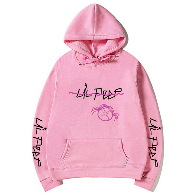 Basic Printed Hoodies Pink