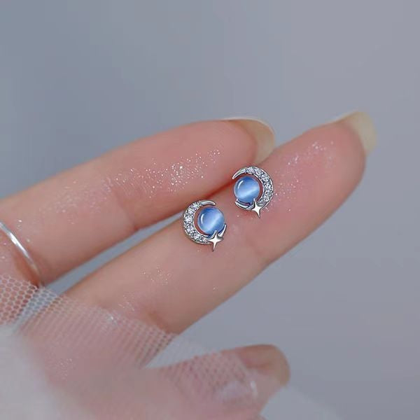 Starry Sky Women's Mini Blue Zircon Earrings