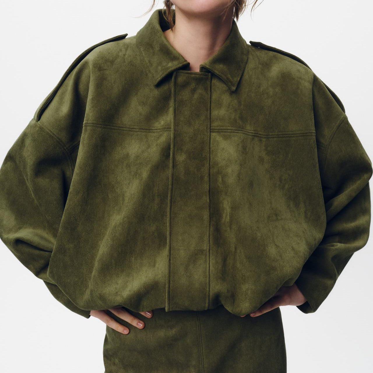 Women's Batwing Sleeve Lapel Suede