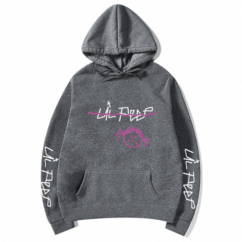 Basic Printed Hoodies Beige Grey