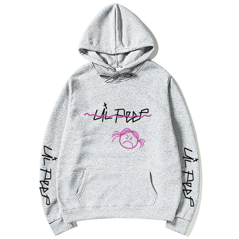 Basic Printed Hoodies Beige Grey