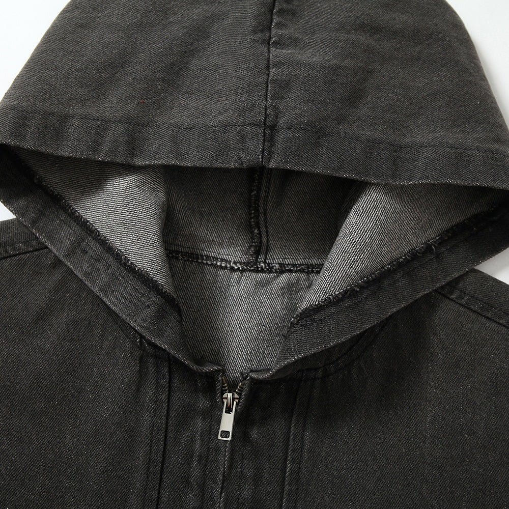 Men's Digital Printed Washed Denim Jacket