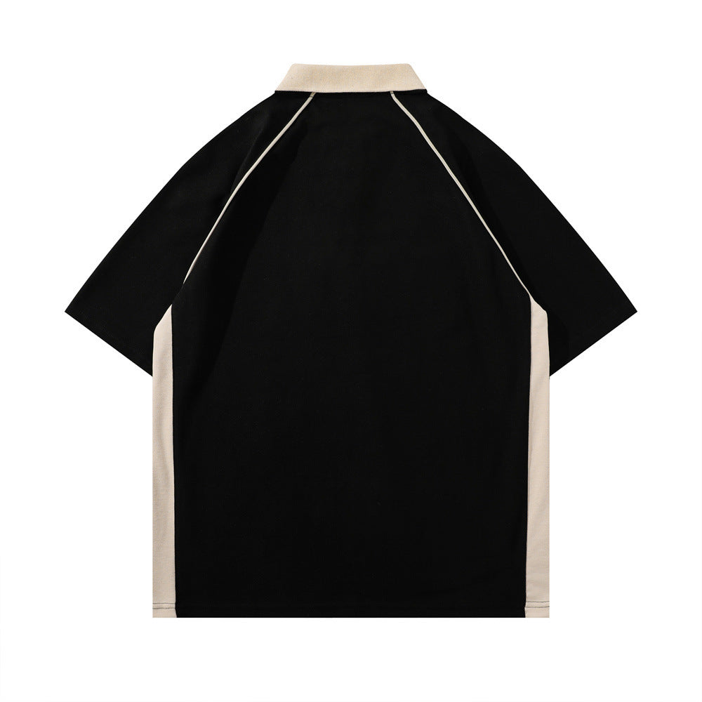 Spider Letter Print Short-sleeve Polo Shirt Men