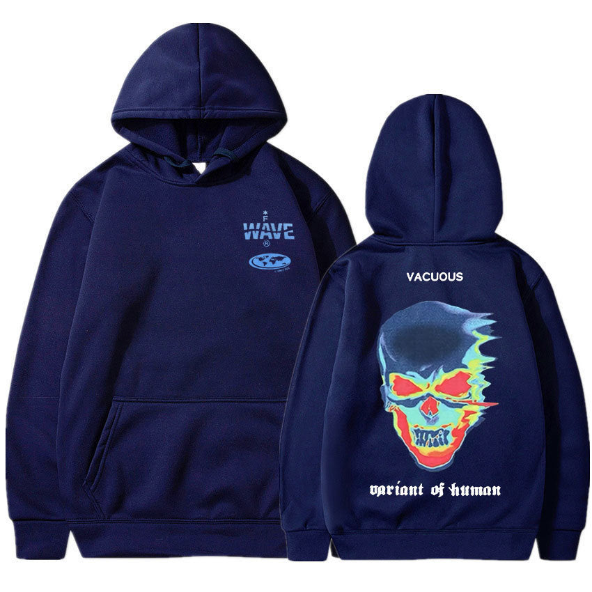 Basic Printed Hoodies Navy blue
