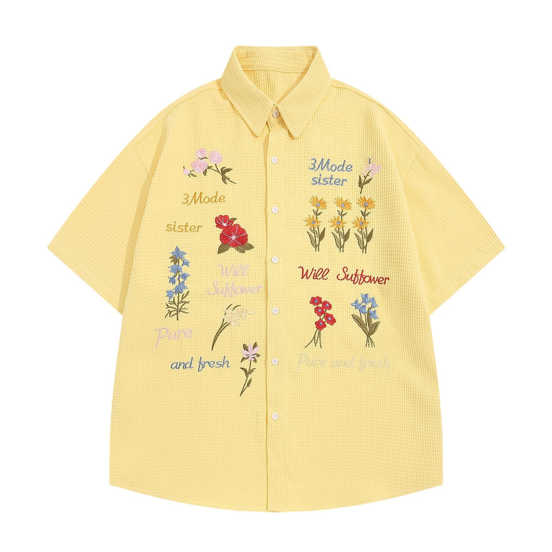 Bear Embroidery Short Sleeve