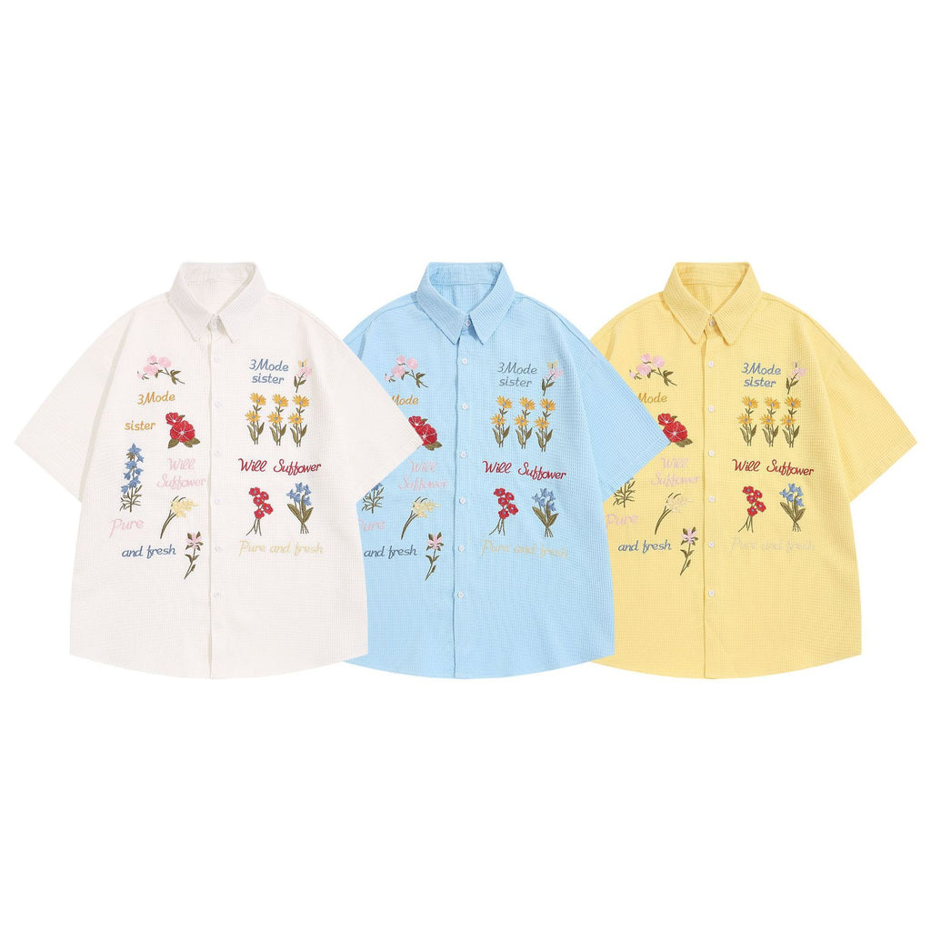 Bear Embroidery Short Sleeve