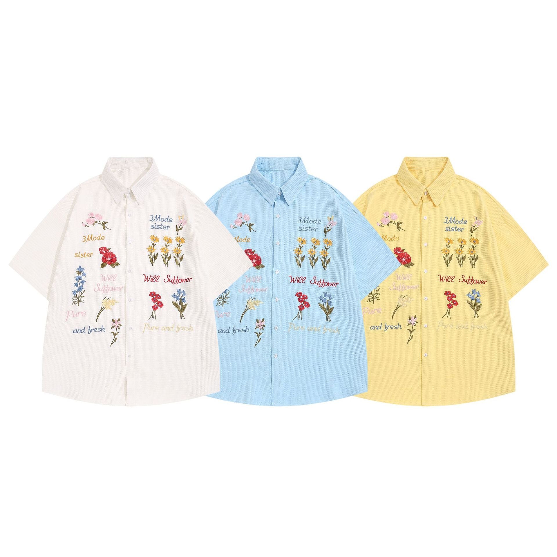 Bear Embroidery Short Sleeve