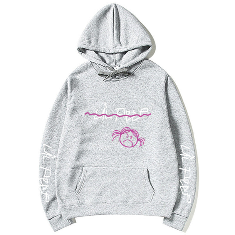 Basic Printed Hoodies Beige Grey
