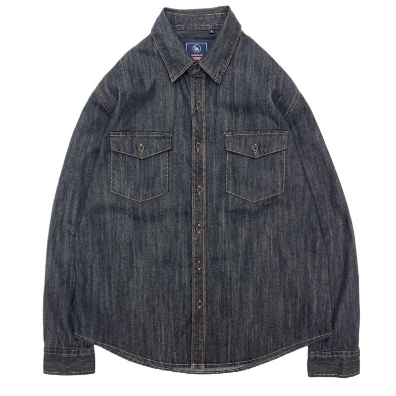 Men's Shirt Weighing Washed Overalls Denim