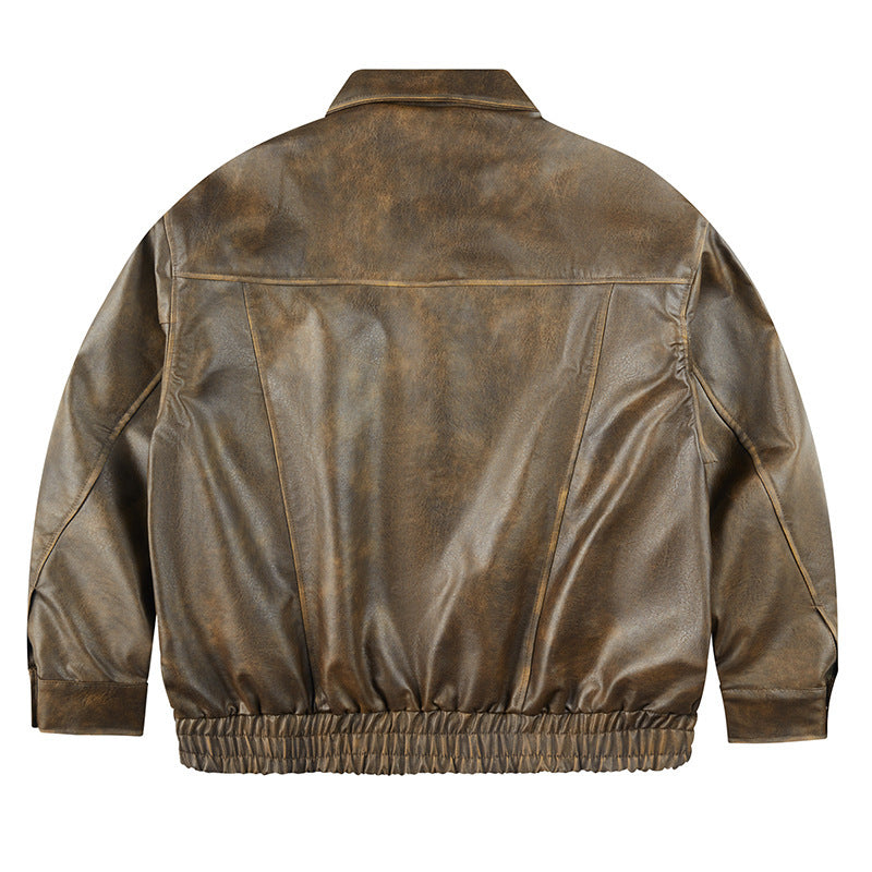 Retro Leather jacket -  Loose Fit