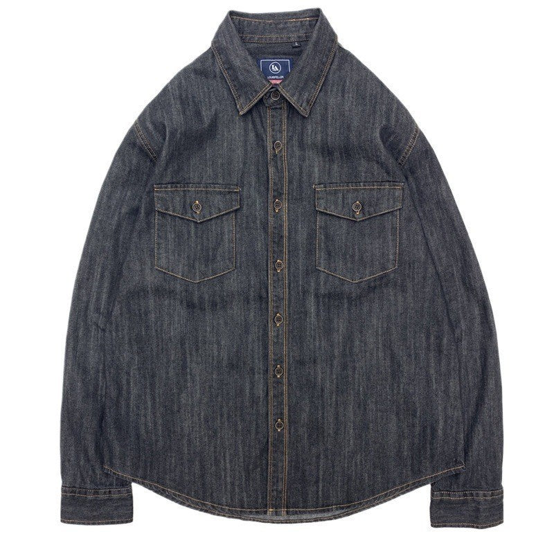 Men's Shirt Weighing Washed Overalls Denim