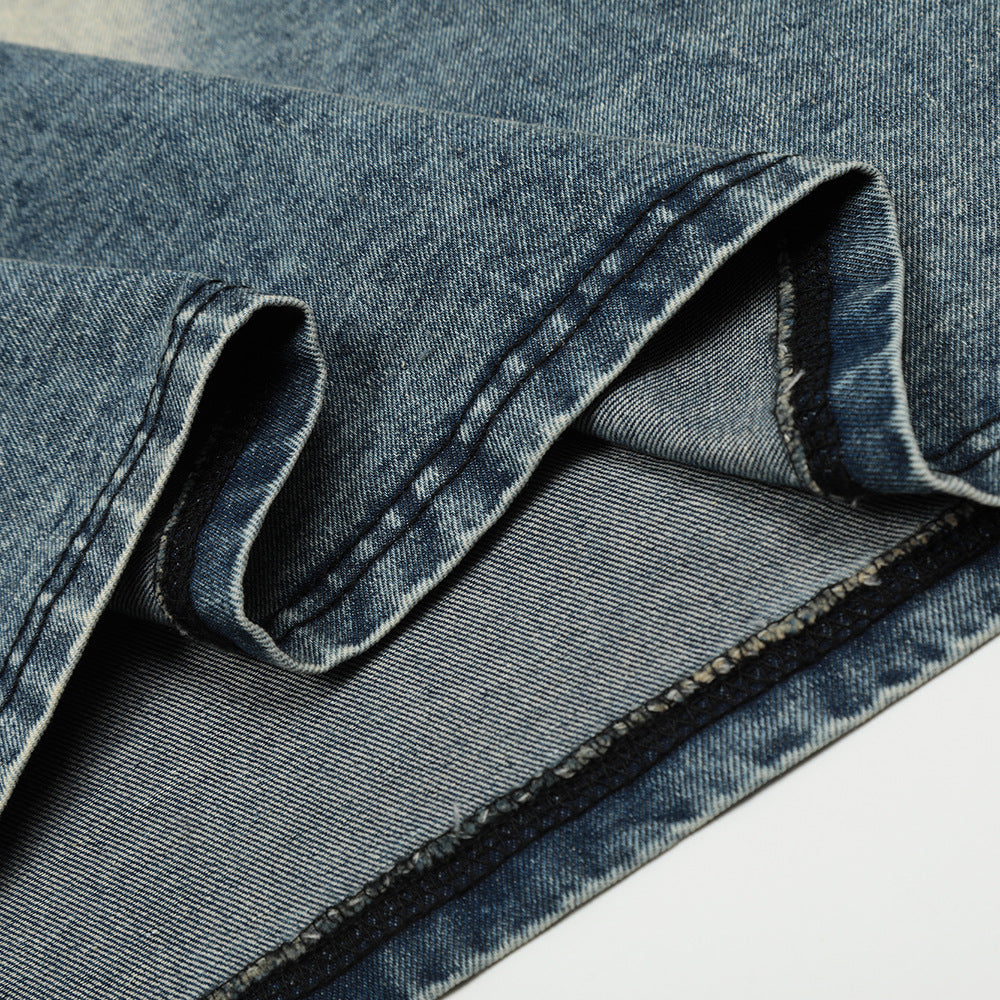 Short Sleeve Denim Polo Shirt Men