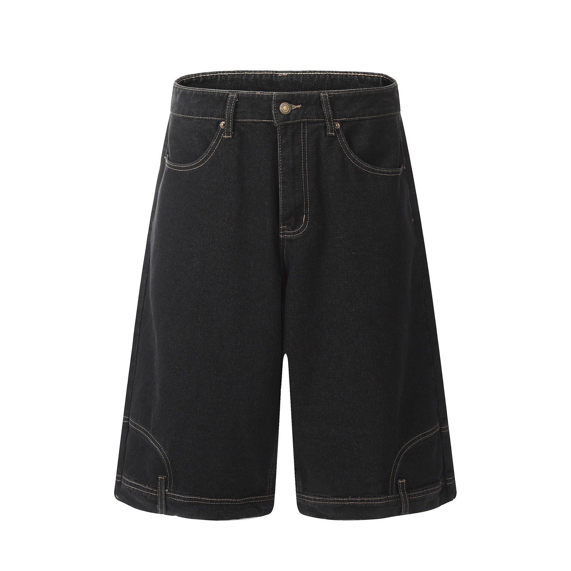 Niche Design Flip-down Denim Shorts Men