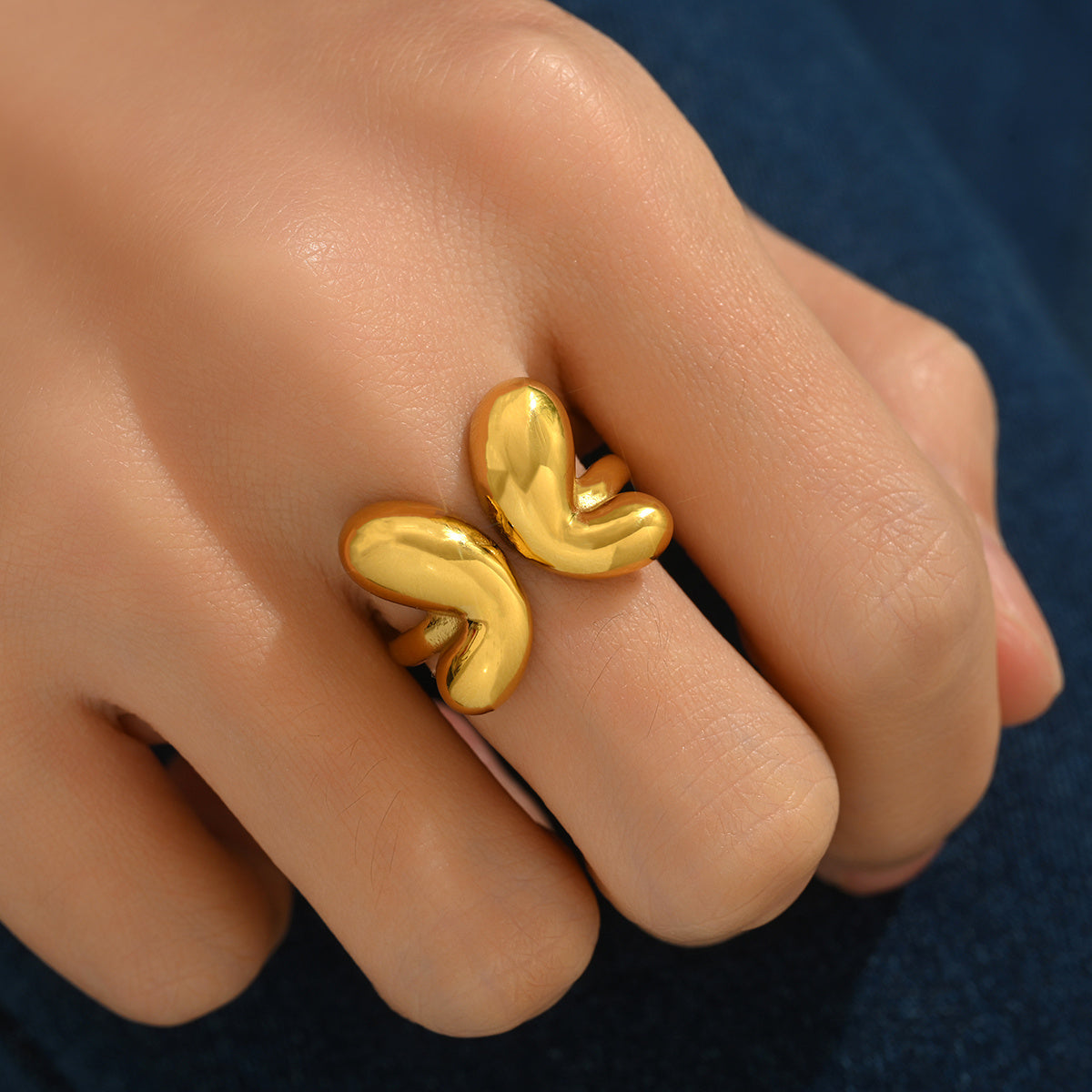 Lxalry Gold Butterfly Ring For Women - 18K Gold Plated