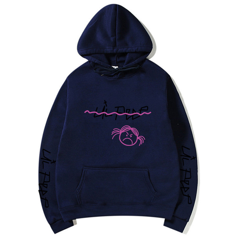 Basic Printed Hoodies Navy blue