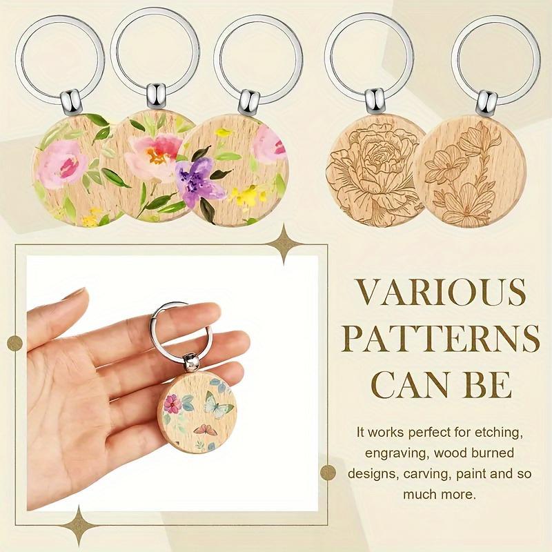 30 Pieces Wooden Keychain Sets