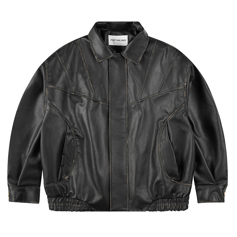Retro Leather jacket -  Loose Fit