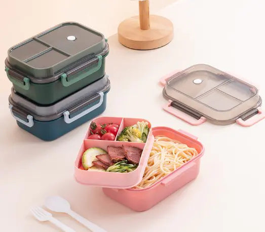 Two-Tier Microwave Bento Box Set with Lid