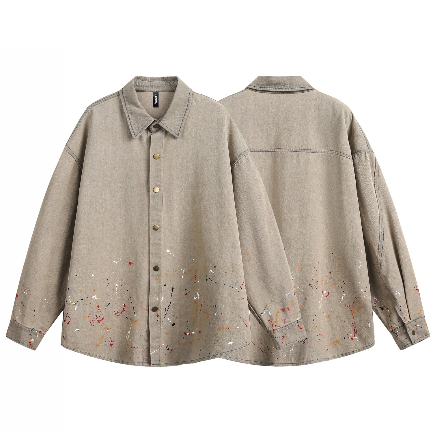 Splash-ink Washed Denim Loose Shirt