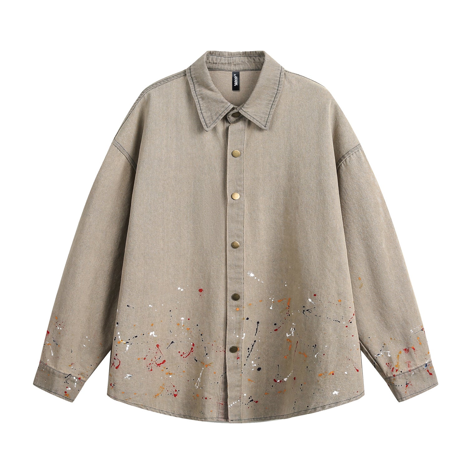 Splash-ink Washed Denim Loose Shirt