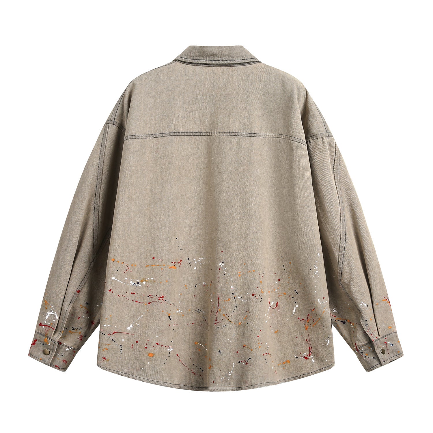 Splash-ink Washed Denim Loose Shirt