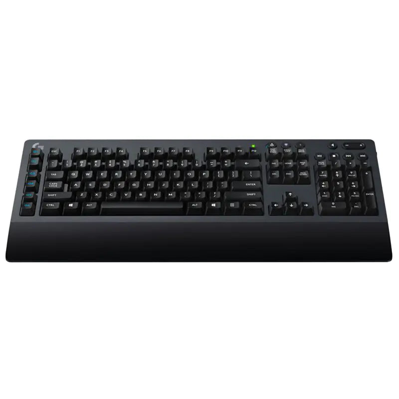 Top view of Logitech G613 Wireless Mechanical Gaming Keyboard, showcasing mechanical switches and streamlined design.