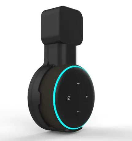 Amazon Echo Dot 3 Wall Mount charging stand in sleek black design with LED light and easy access to controls.