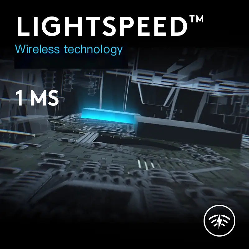 LIGHTSPEED wireless technology showcasing 1 ms latency for superior gaming performance.