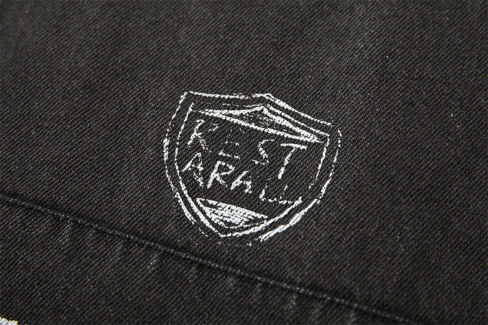 Men's Digital Printed Washed Denim Jacket