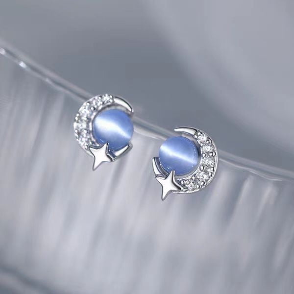 Starry Sky Women's Mini Blue Zircon Earrings